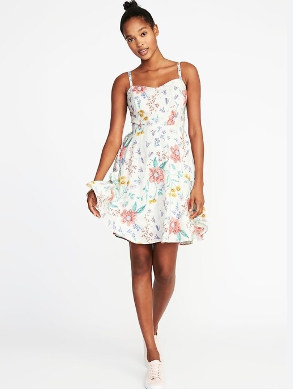 Old Navy White Colourful Floral Mini Dress - Picture 2 of 8